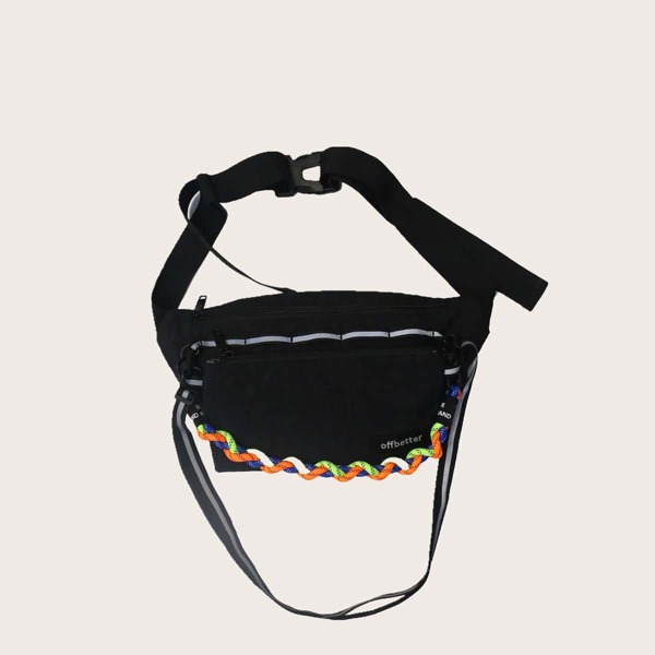 

Men Letter Graphic Crossbody Bag, Black