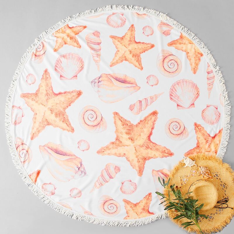 

Shell & Starfish Print Beach Blanket, Orange