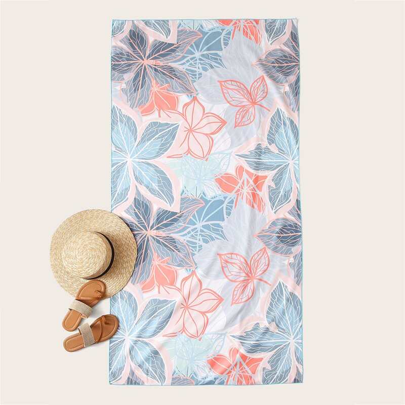 

Leaf Print Rectangle Beach Blanket, Multicolor