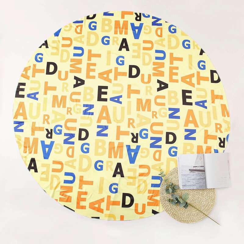 

Letter Graphic Round Beach Blanket, Yellow