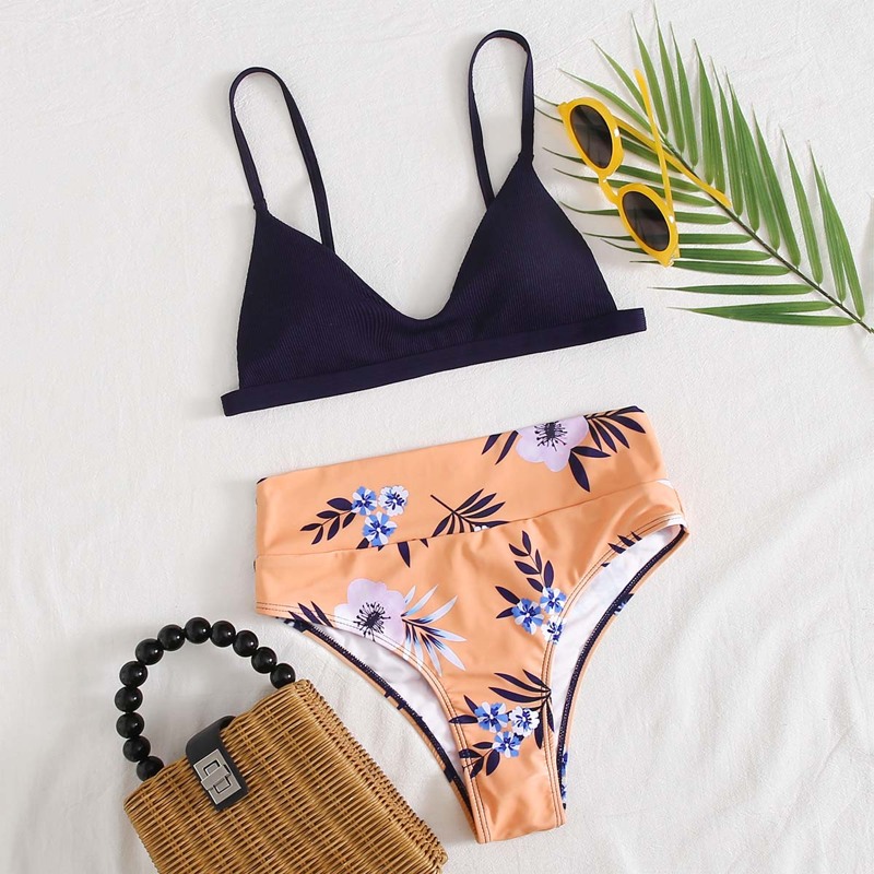 

Floral High Waisted Bikini Swimsuit, Multicolor