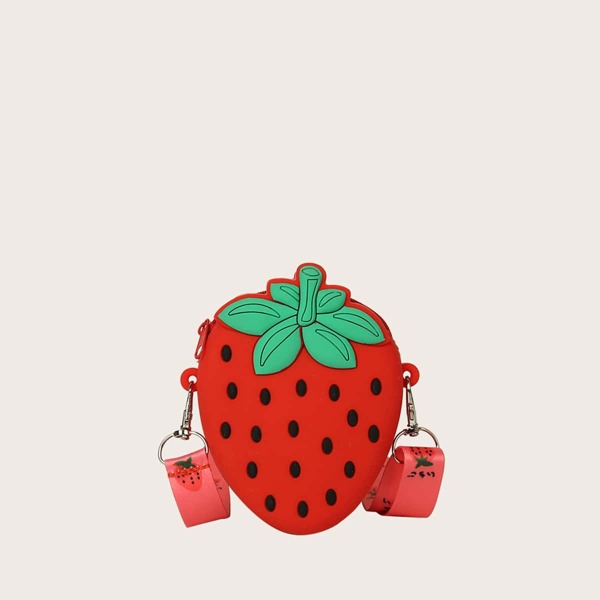 

Girls Strawberry Shaped Crossbody Bag, Red