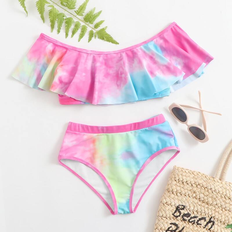 

Tie Dye Flounce Bikini Swimsuit, Multicolor