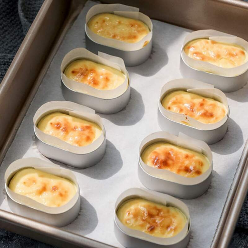 

10pcs Oval Cheese Cake Mold, Silver