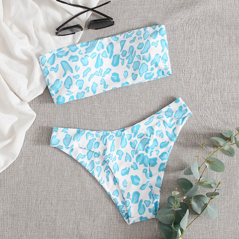 

Leopard Bandeau Bikini Swimsuit, Multicolor