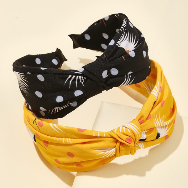 

2pcs Polka Dot Pattern Hair Hoop, Multicolor