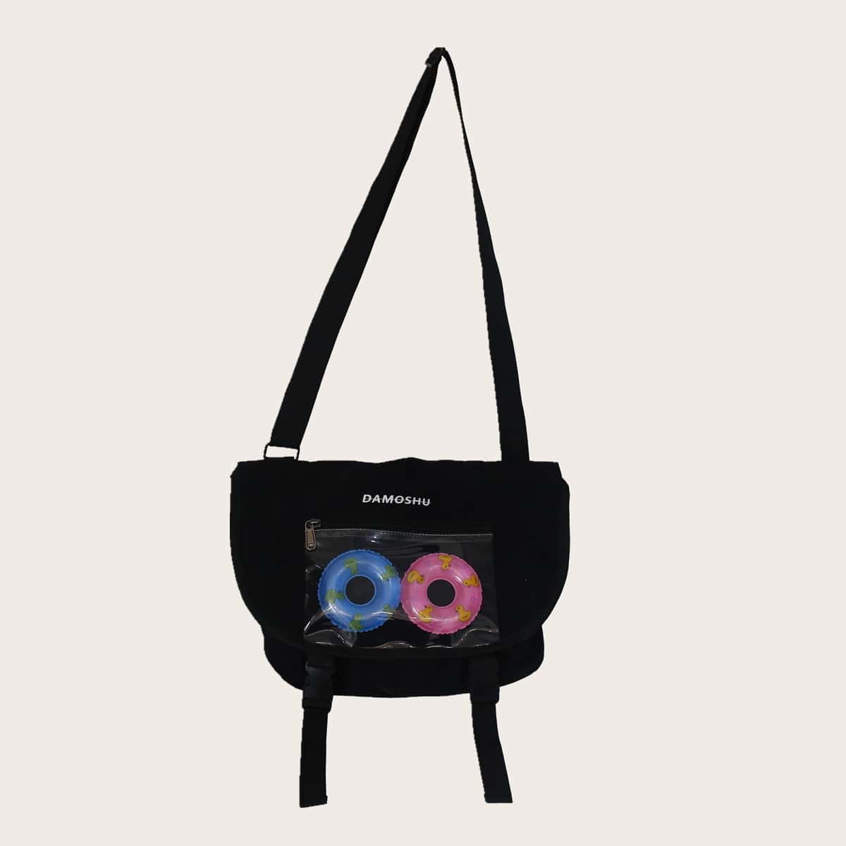 

Guys Letter Graphic Crossbody Bag, Black