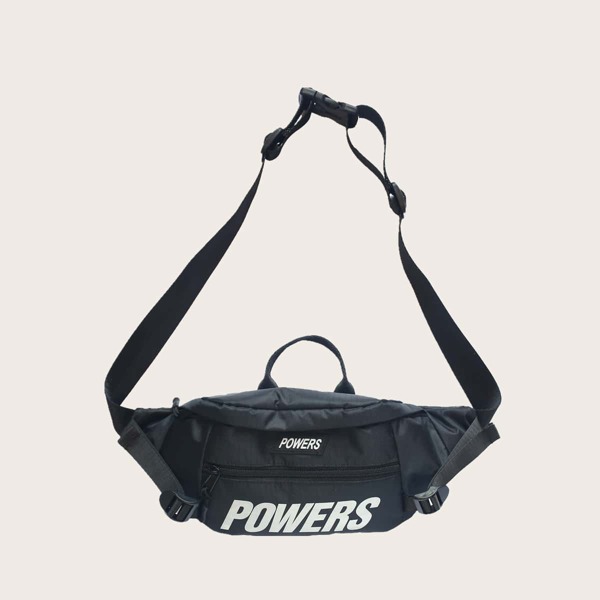 

Men Letter Graphic Fanny Pack, Black