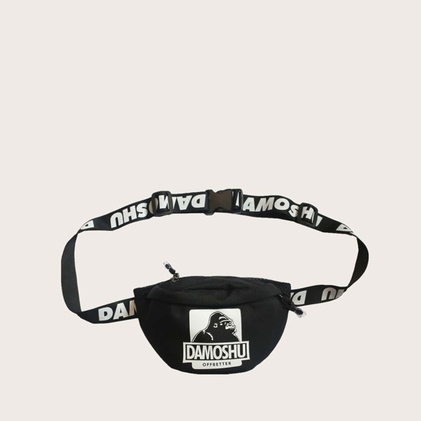 

Men Letter Graphic Fanny Pack, Black