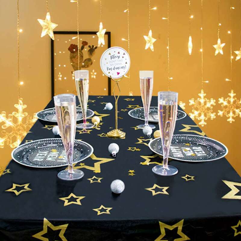 

Star Print Disposable Tablecloth, Black