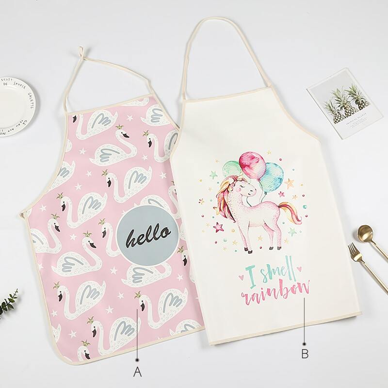 

1pc Cartoon Graphic Apron, Multicolor