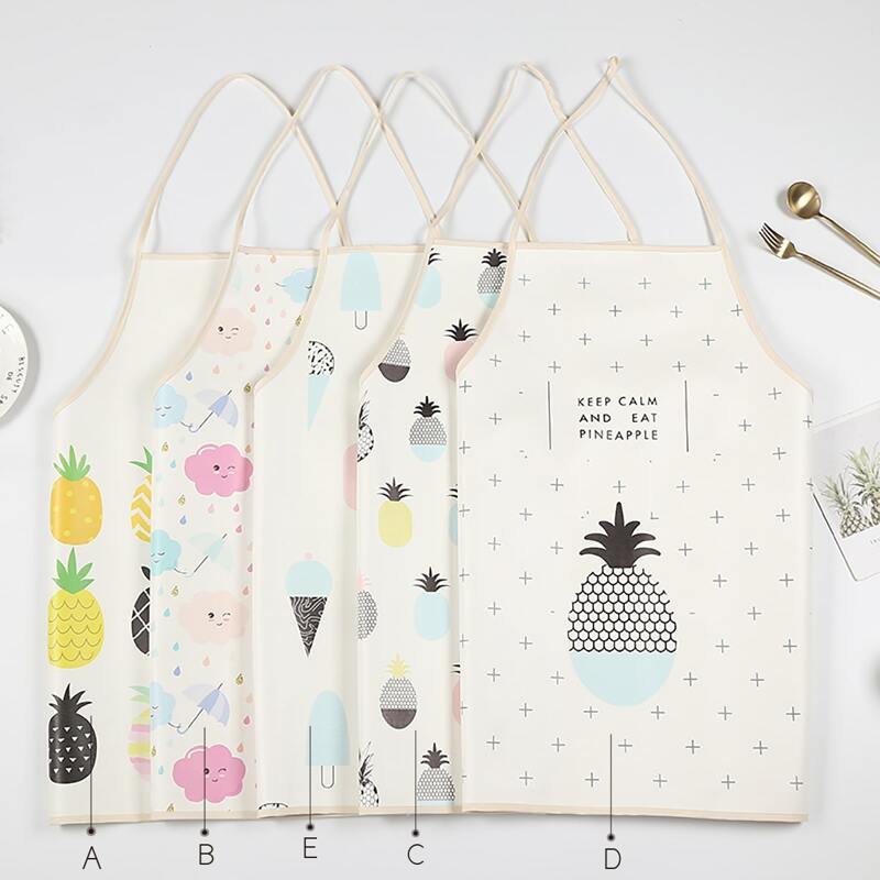 

1pc Pineapple Print Apron, Beige
