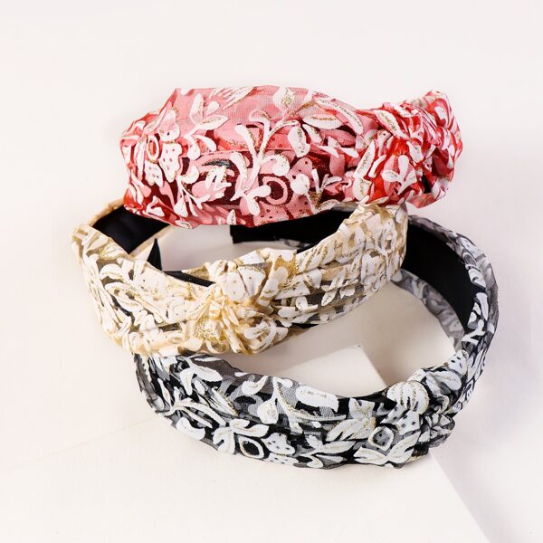 

3pcs Mesh Cross Knot Hair Hoop, Multicolor