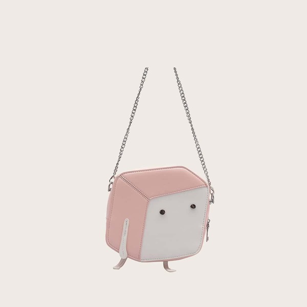 

Cartoon Shaped Chain Crossbody Bag, Pink