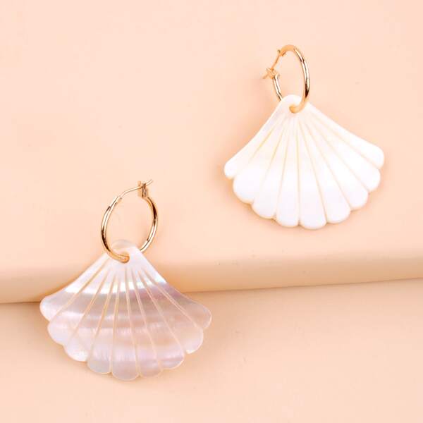 

Shell Charm Drop Earrings, Gold