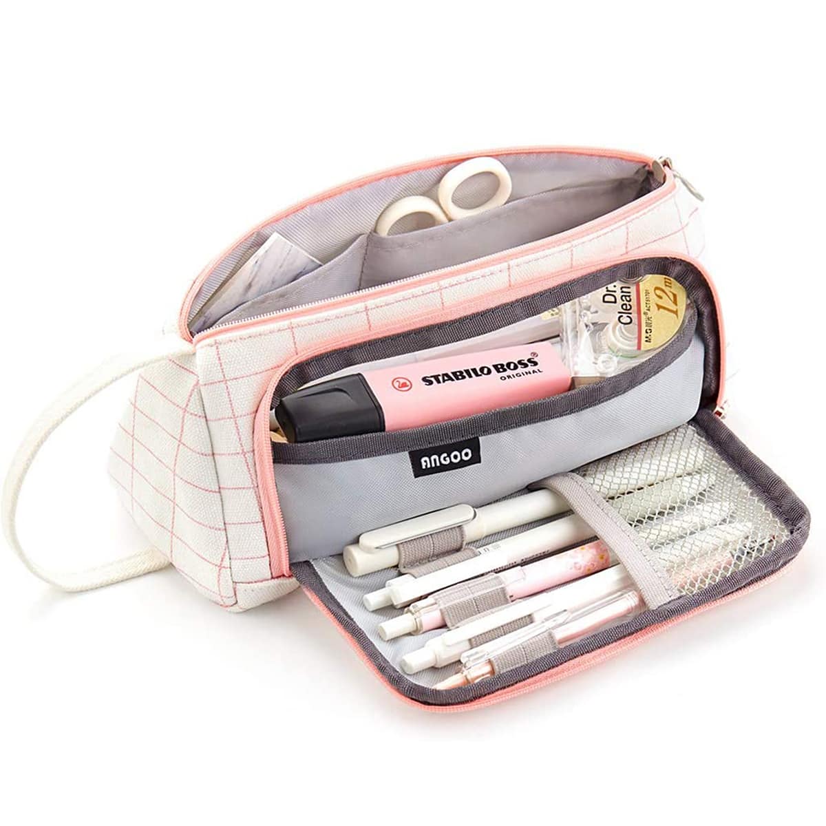 

1pc Plaid Pattern Large Pencil Bag, Multicolor
