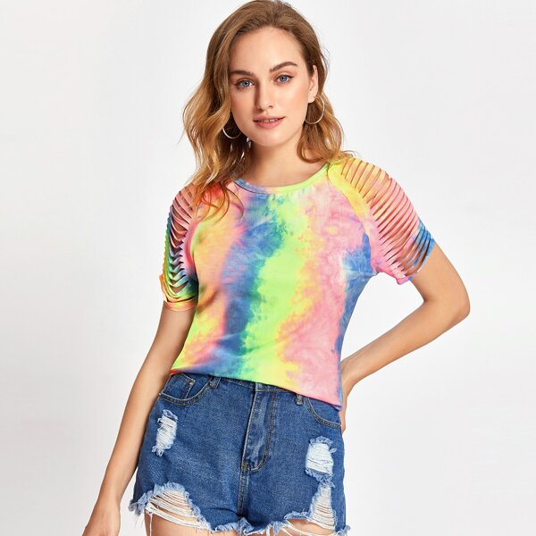 

Tie Dye Cut Out Tee, Multicolor
