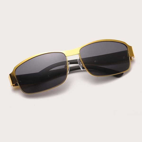 

Men Metal Square Frame Sunglasses, Black