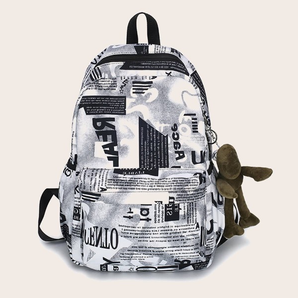 

Letter Graphic Large Capacity Backpack, Black and white