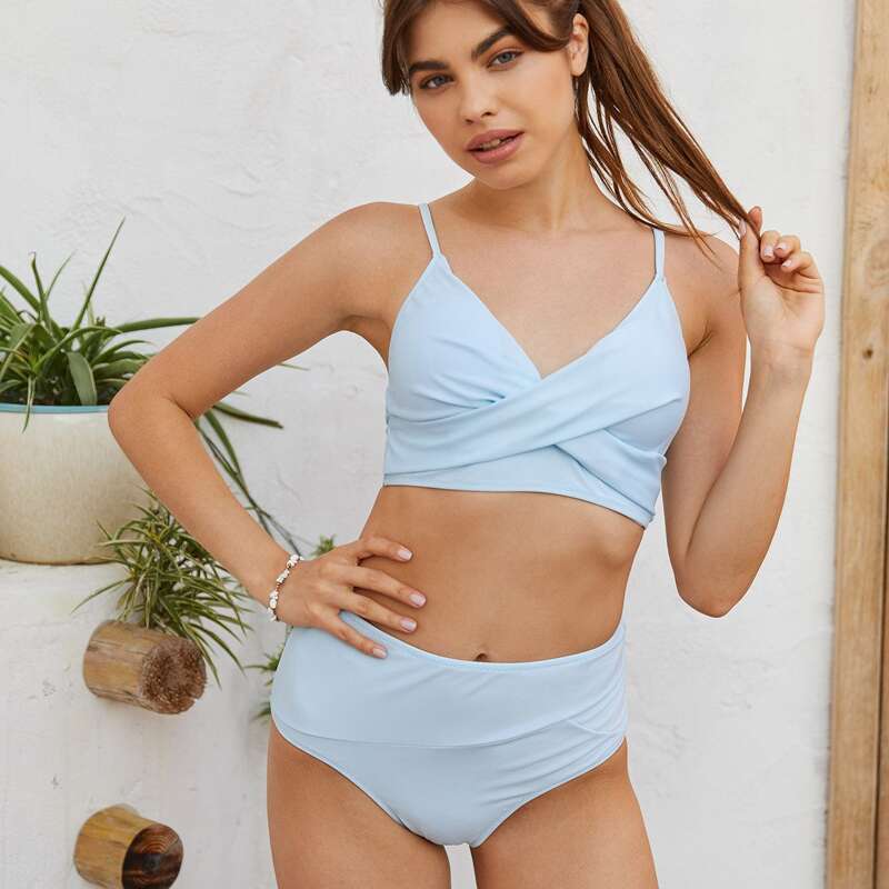 

Wrap High Waist Bikini Swimsuit, Blue