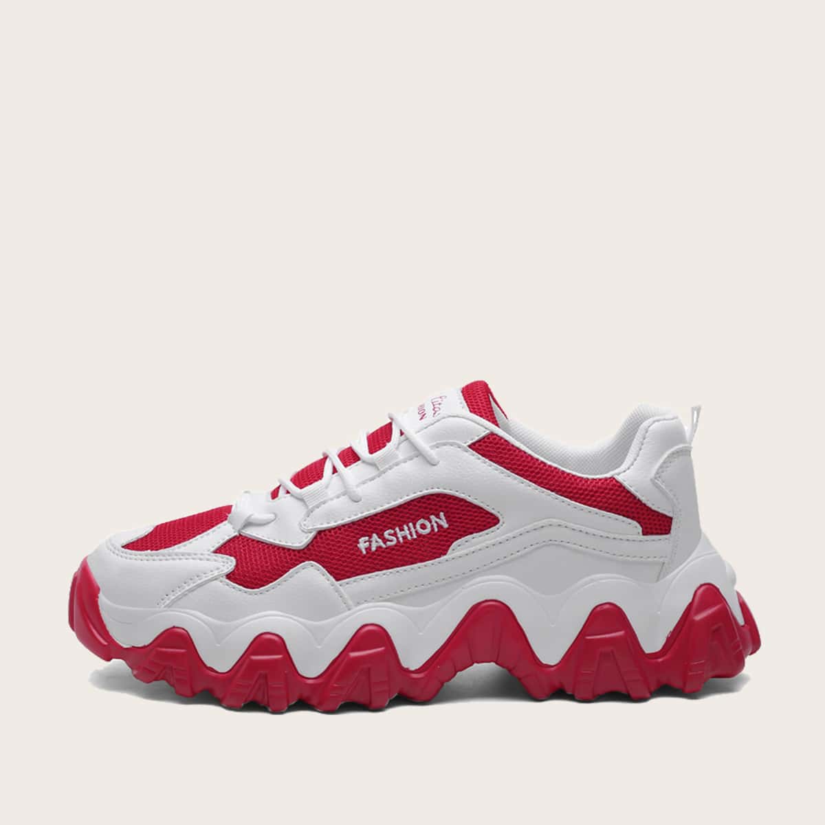 

Guys Letter Embroidered Two Tone Chunky Sneakers, Red