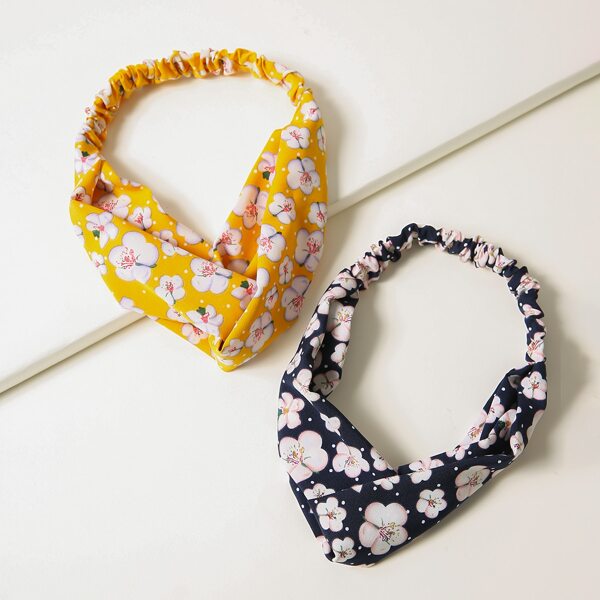

2pcs Flower Pattern Headband, Multicolor