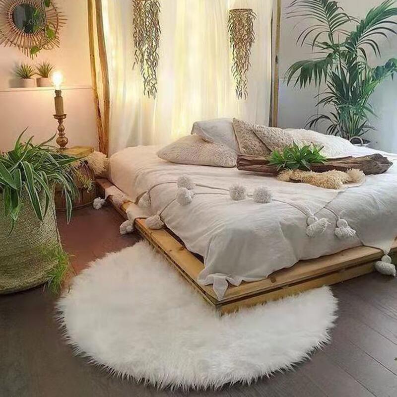 Solid Faux Fur Carpet, White