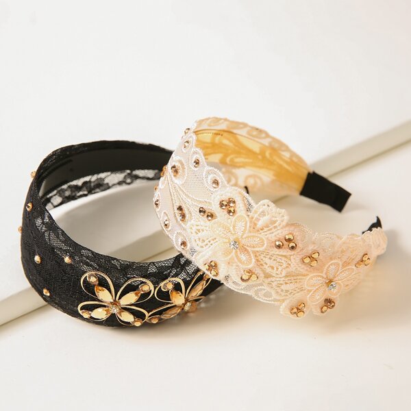 

2pcs Flower Decor Hair Hoop, Multicolor