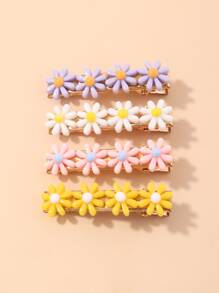 4pcs Daisy Decor Hair Clip - Multicolor - View 2