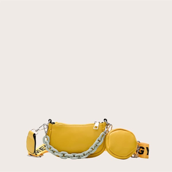 

Girls Letter Graphic Crossbody Bag With Inner Pouch, Yellow