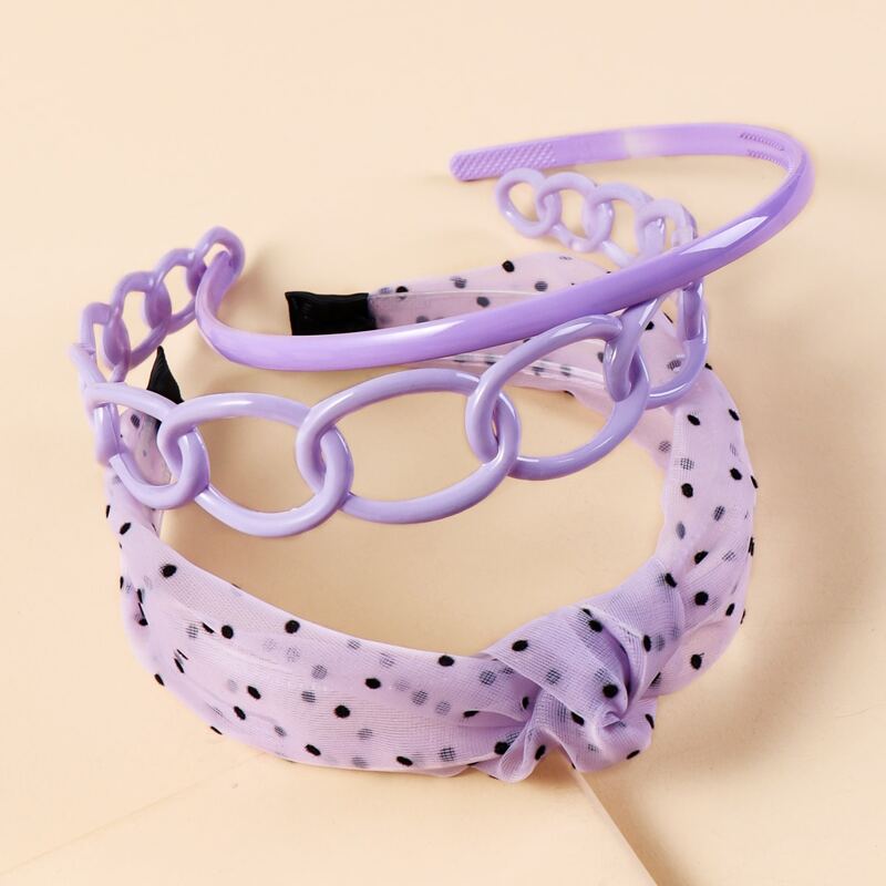 

3pcs Mesh Plastic Hair Hoop, Purple