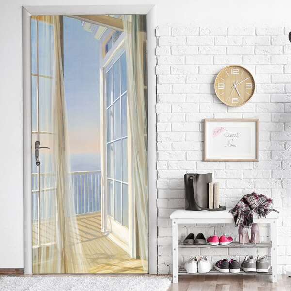 

3D Landscape Pattern Door Sticker, Multicolor