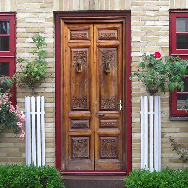 

3D Wooden Door Pattern Door Sticker, Multicolor