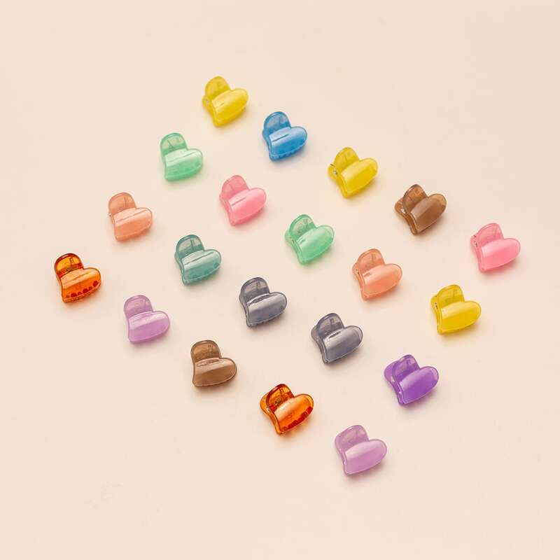 

20pcs Heart Shaped Hair Claw, Multicolor