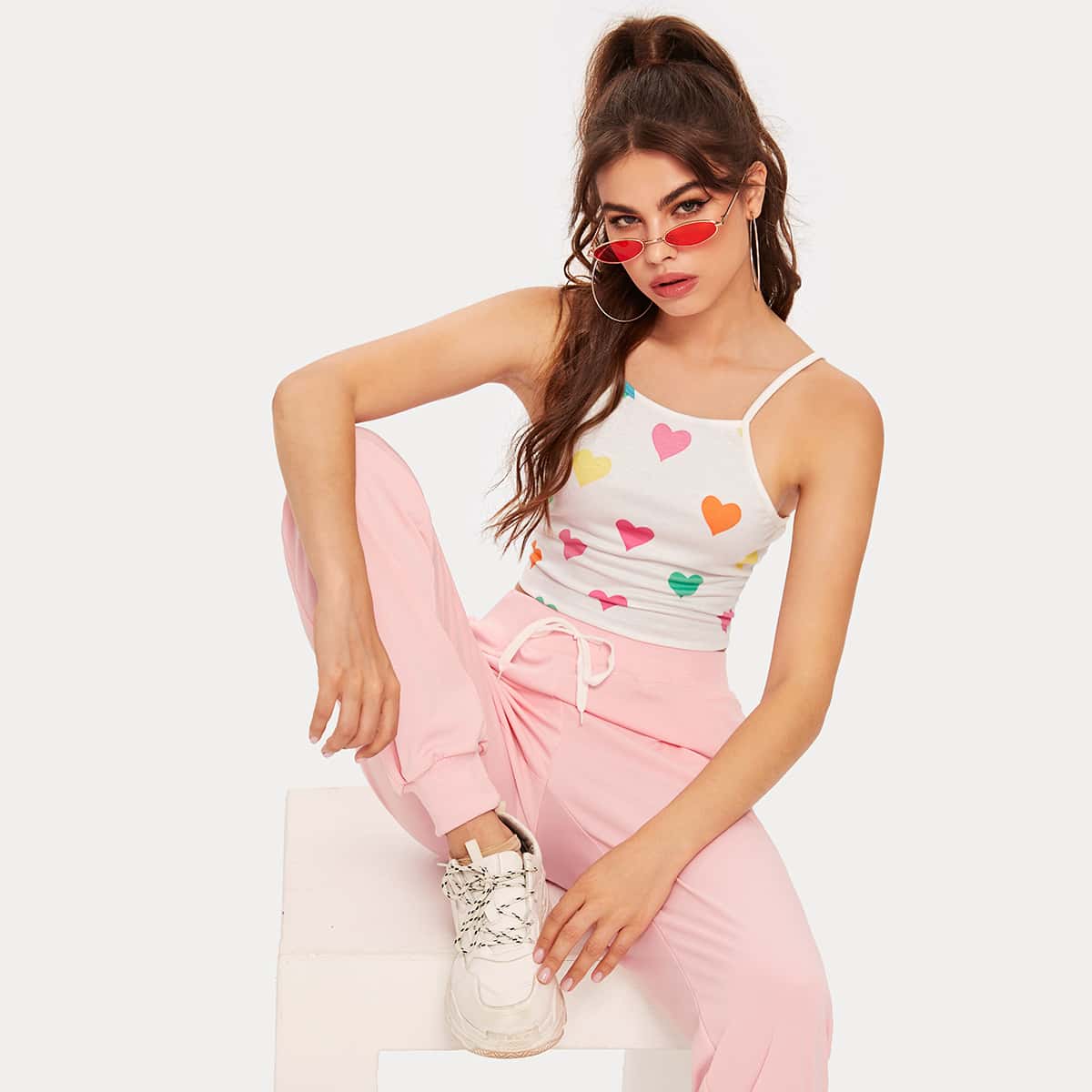 

Heart Print Cami, White