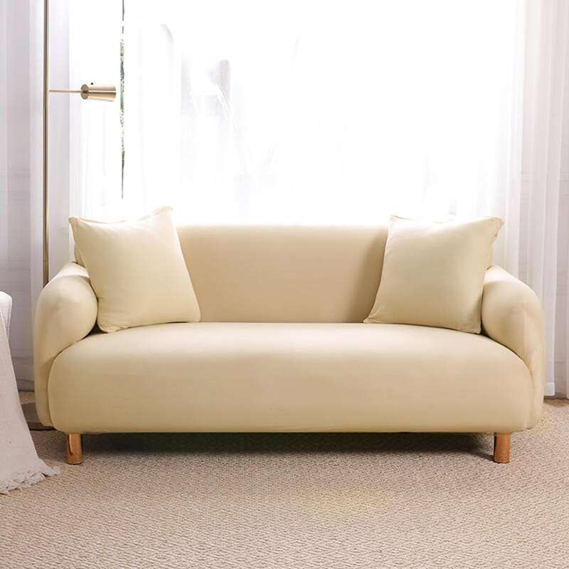 

1pc Solid Stretchy Sofa Cover, Beige