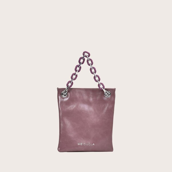 

Letter Graphic Chain Tote Bag, Purple