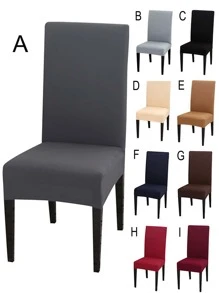 1pc Solid Stretchy Chair Cover, Simple Polyester Dining Chair Dust Slipcover, For Dining Room, Restaurant