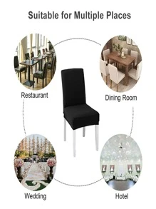 1pc Solid Stretchy Chair Cover, Simple Polyester Dining Chair Dust Slipcover, For Dining Room, Restaurant
