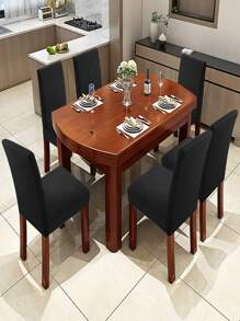 1pc Solid Stretchy Chair Cover, Simple Polyester Dining Chair Dust Slipcover, For Dining Room, Restaurant