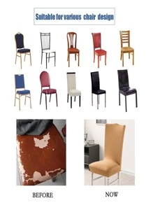 1pc Solid Stretchy Chair Cover, Simple Polyester Dining Chair Dust Slipcover, For Dining Room, Restaurant