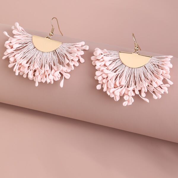

Tassel Fan Decor Drop Earrings, Pink