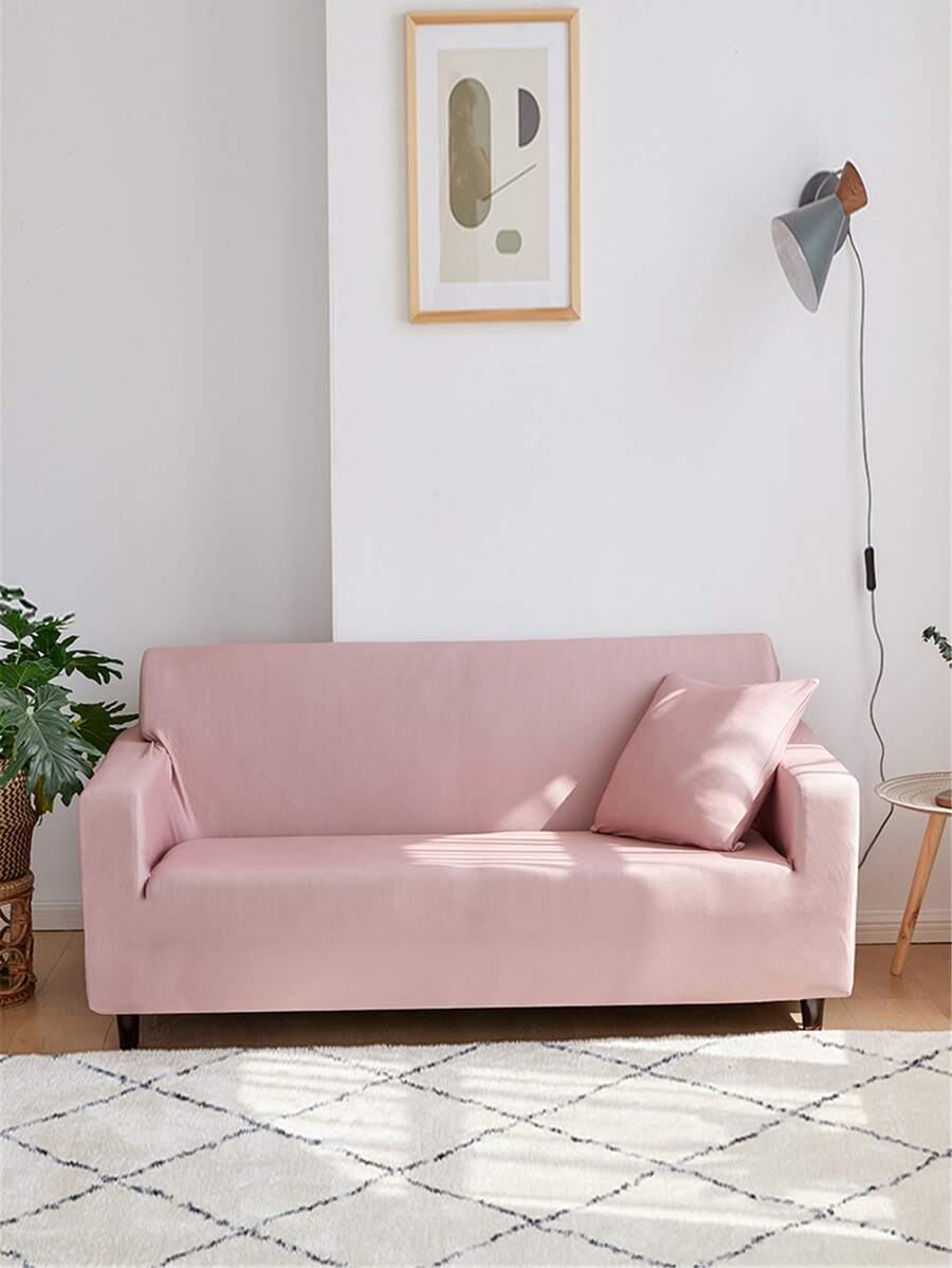 Funda de sofá unicolor elástico sin cojín - Rosa vieja - Ver 1