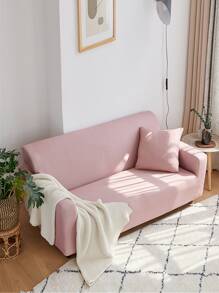 Funda de sofá unicolor elástico sin cojín - Rosa vieja - Ver 5