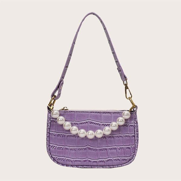 

Faux Pearl Decor Faux Pearl Decor Shoulder Bag, Purple