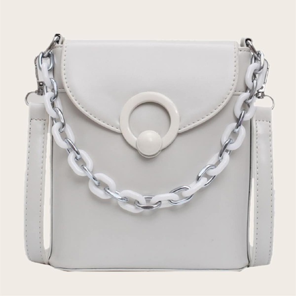 

Minimalist Flap Bucket Bag, Beige