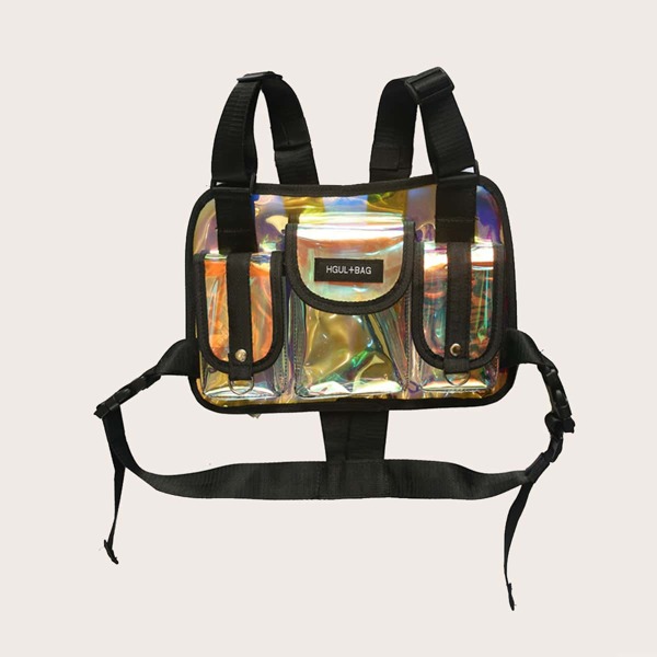 

Men Holographic Chest Bag, Multicolor