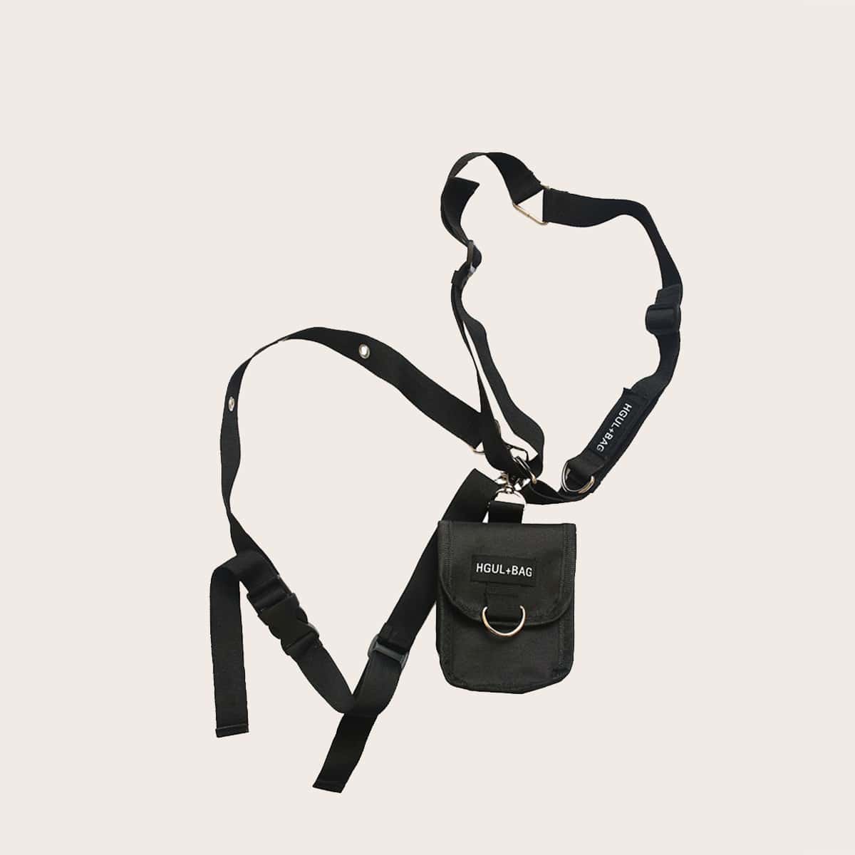 

Guys Letter Graphic Chest Bag, Black