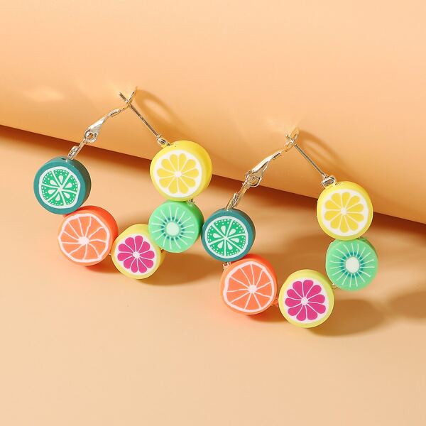 

Girls Fruit Decor Hoop Earrings, Multicolor