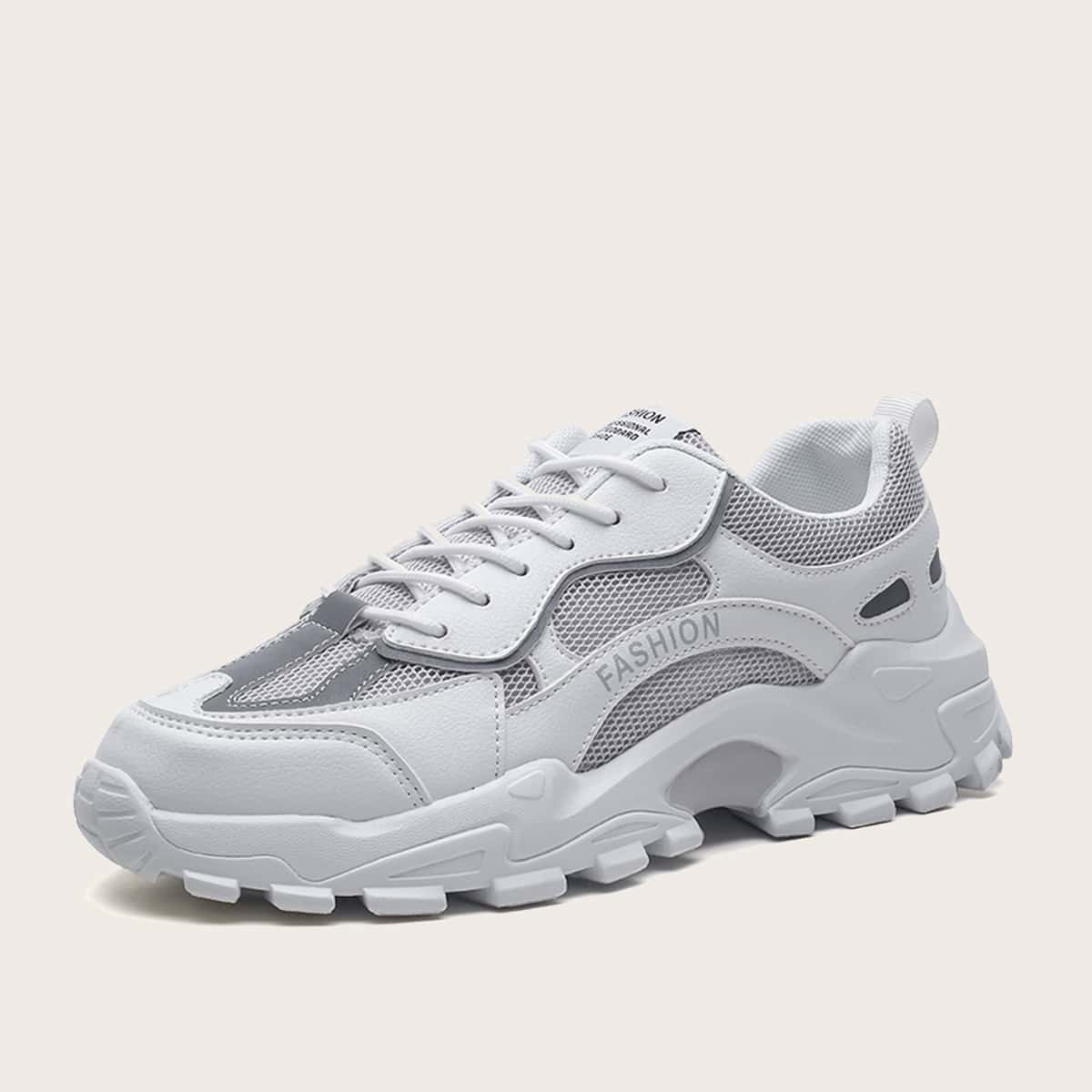 

Guys Mesh Panel Chunky Sneakers, White
